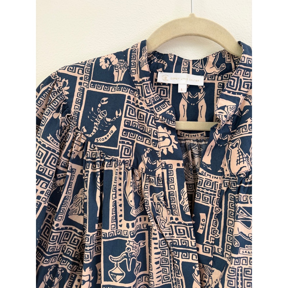 Corey Lynn Calter Zodiac Astrology Cotton Midi Dress Blue Large Boho The Sign - Picture 4 of 8